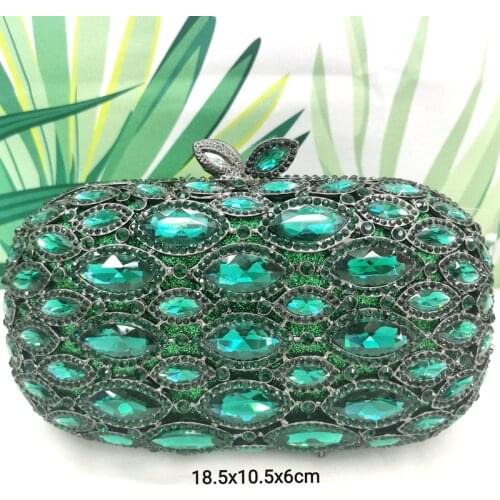 Gold Silver Green Black Diamond Female Party Clutch Purse Crystal Women Prom Handbag Lady Rhinestone Wedding Bridal Evening Bag
