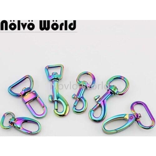 10-50pcs, 7 Hot Selling Styles Iridescent Rainbow trigger snap hook,swivel hooks hardware hook for sewing