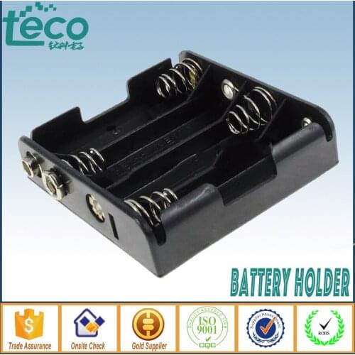 2Pcs/lot 4 aaa Battery Holder Black Battery Storage Box Case with 6 Prong snap TBH-3A-4A-S