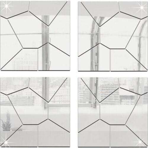 20x20cm 3D Mirror Plastic Adhesive Wall Sticker Living Room Decorative Mirror Stickers DIY Art Wall Decor Home Decor Stickers