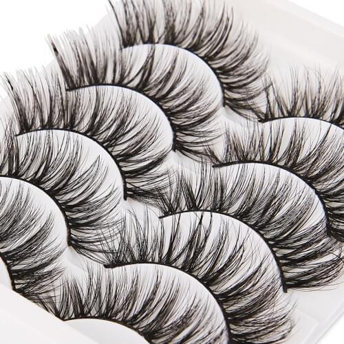 5 pairs 1.5cm silk fiber false eyelashes 3D long thick and soft handmade black small cross false eyelashes eyelash extension