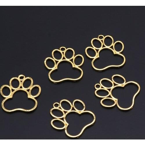 652B 5Pcs Pet Dog Footprint Blank Frame Pendant Open Bezel Setting UV Resin Jewelry