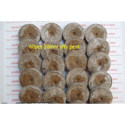 60pcs.38mm Jiffy Peat Pellets Seeds Starting Plugs Nursery tray Pots Flower Pots Planters Seedlings Early Soil