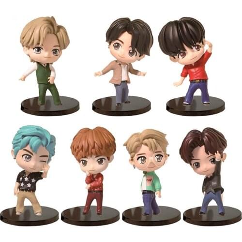 7pcs/set Kawaii Bangtan Boys Groups PVC Figure Model Toys Cute KPOP Star TOP Groups A.R.M.Y Action Figures Dolls Gift for Girls