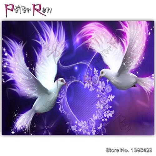 Diamond Mosaic Painting Animal bird heart Full Resin Rhinestone Cross Stitch Diamond Embroidery Love peace dove Home Decor gift