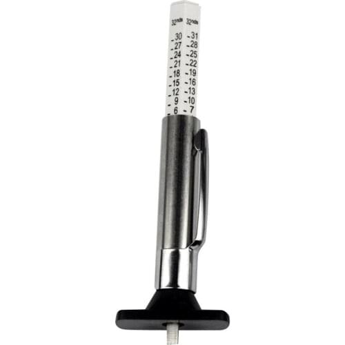 White NEW TIRE TREAD DEPTH GAUGE MEASURE STANDARD OR METRIC WITH POCKET CLIP