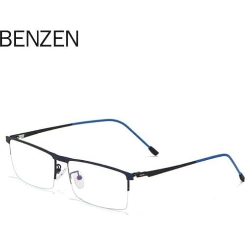 BENZEN Alloy Myopia Glasses Frame Men Ultralight Square Prescription Eyeglasses Male Half Frame Optical Frame 5278