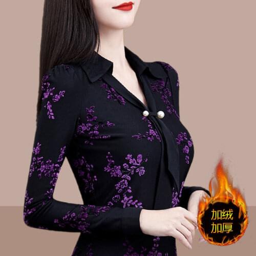 Blouse Women Autumn Winter plus Size Womens Clothes Chiffon Shirt Long-Sleeved T-shirt Womens Top Blusas Mujer De Moda