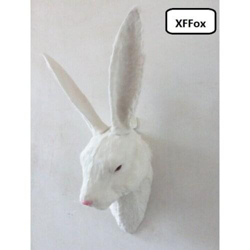 Big simulation rabbit head model polyethylene&furs real life white rabbit head wall pandent doll gift 70x40x22cm xf2321