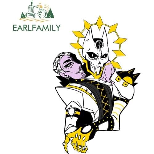 EARLFAMILY 13cm x 8.4cm for Jojos Bizarre Adventure Kller Queen Funny Car Stickers Sunscreen Decal Bumper RV JDM Car Styling