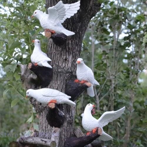 Resin simulation animal sculpture Shiratori pigeon model Tree pendant Outdoor garden decorations Bird crafts Home Decoration