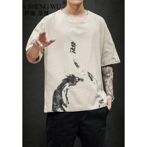 New Kimono Japanese Style Men Shirts Japan Harajuku Asian Male Fashion Printing Summer Yukata Haori T-shirt Retro Loose Costumes