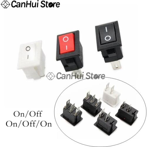 5/10Pcs Push Button Switch 10x15mm 3A 250V SPST 2Pin On/Off KCD11 Snap-in Rocker Switch 3Pin ON/OFF/ON 10MM*15MM Black Red White