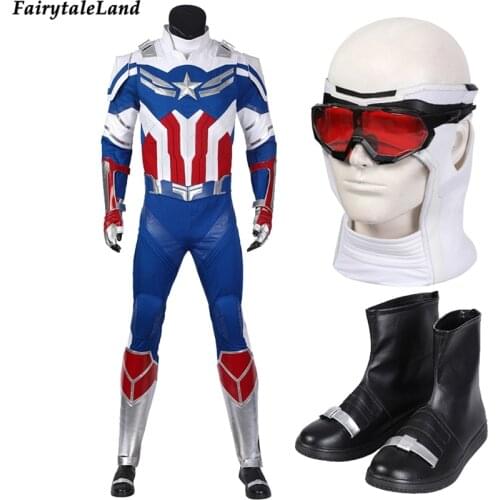 Halloween Superhero Adult Men Winter Soldier Captain Jumpsuit Armour Outfit Falcon Cosplay Costume Boots Custom made