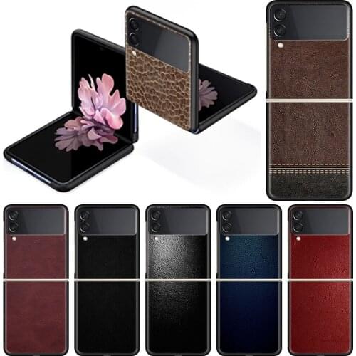 Leather Pattern Case for Samsung Galaxy Z Flip3 Back Cover For Galaxy Z Flip 3 5G 6.7" Smartphone Shell Fitted Coque Housing