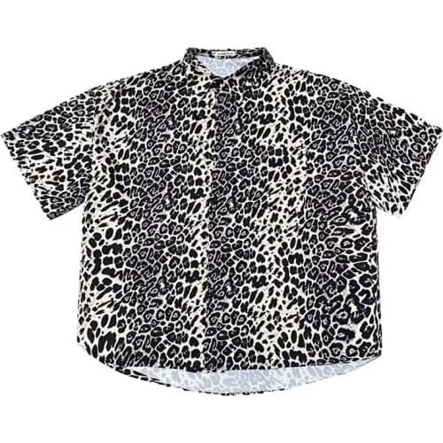 Summer new style Korean Harajuku wild fashion leopard print loose short-sleeved casual shirt women