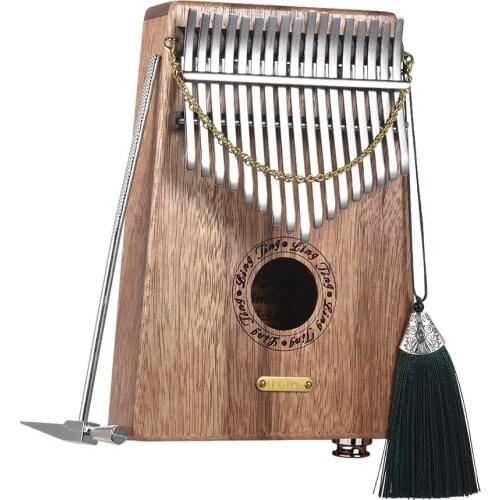 LINGTING K17SEQ 17-key Portable Thumb Piano Kalimba Mbira Swartizia Spp Solid Wood Built-in Pickup with Storage Bag Carry Case
