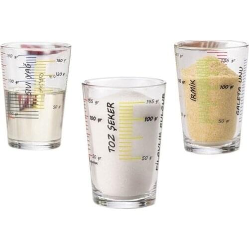 Paşabahçe Arda Türkmen 3-Piece Measuring Cup Set Glass Set Measuring glass Glass Measuring Cup Kitchenware Cooking