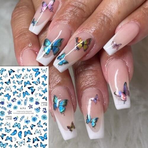 3D Butterfly Nail Art Stickers Adhesive Sliders Nail Transfer Decals Foils Wraps Decoration Charming Nails Sticker