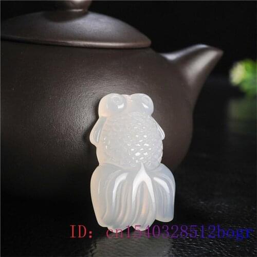 Jade Goldfish Pendant Necklace Fashion Jewelry Carved Fish Chalcedony Gifts Women Natural Charm