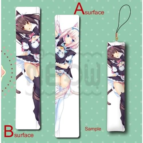 Neko Para Chocola & Vanilla Cute Cat Ears Maid Anime Mini Dakimakura Keychain Pillow Hanging Decoration Phone Strap