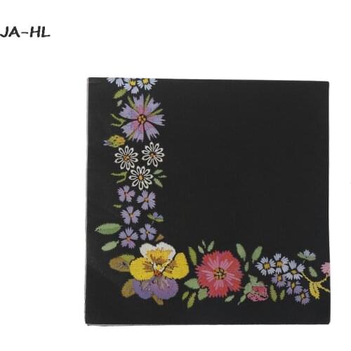 Black New Mug Cup Mats Paper Tissue Napkins Print Embroidery Art Handerchief