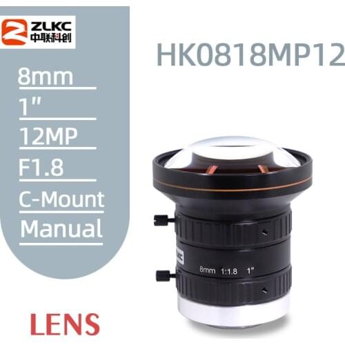 FA LENS 12MP C Mount 8mm F1.8 Machine Vision lens fixed focal length Industrial camera Manual Iris for Positioning or measuring