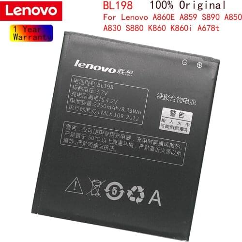 Original Lenovo 2250mAh BL198 For Lenovo A859 battery A860E battery S890 A850 A830 K860 K860i A678T S880 S880i