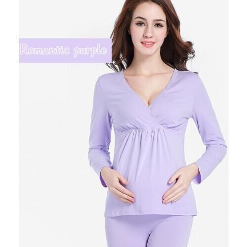 Autumn Winter Wool Sweater Clothes Long Sleeve long Pants Suit Thermal Underwear Confinement Clothing Nursing Pregnant Women Hom