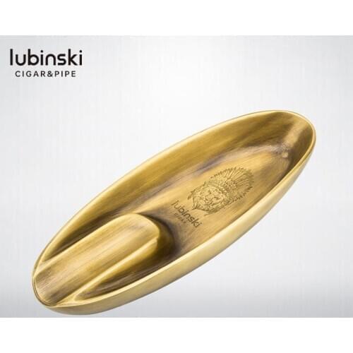 LUBINSKI Handmade Pure Copper Classic 1 Slot Cigar Cigarette Ashtray Holder For Home Outdoor Smoking Tool Fit COHIBA