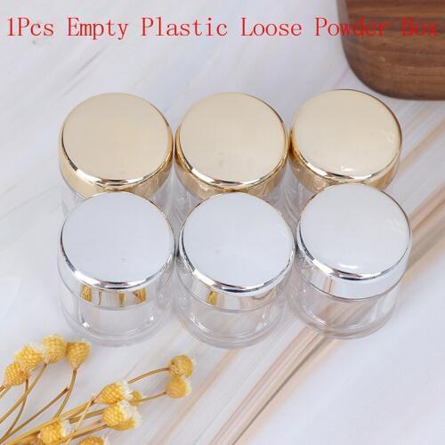 5ml Plastic Empty Loose Powder Pot With Sieve Cosmetic Makeup Jar Container Handheld Portable Sifter with Black Cap