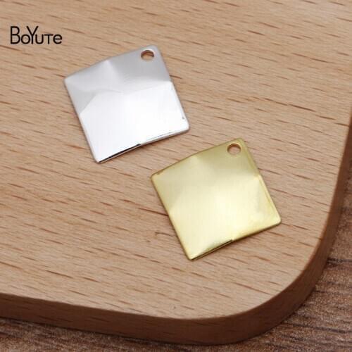 BoYuTe (200 Pieces/Lot) 11MM Square Metal Brass Charms Pendant for Jewelry Making Diy Hand Made Materials Wholesale