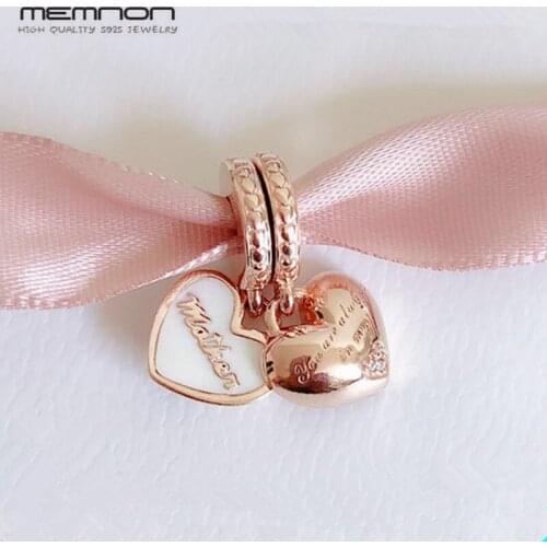 2018 New rose floating Hearts Charms fit 100% 925 sterling Silver charm Bracelets Necklaces DIY pendants for jewelry making