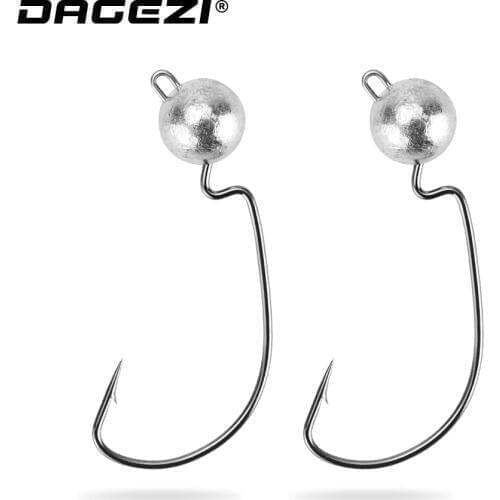 DAGEZI Jig Lead Head Hook 3.5g/5g/7g 5pcs/lot Fishing hook Lead Jig Grank Hook Soft Worm Fishing Tackle Accessories