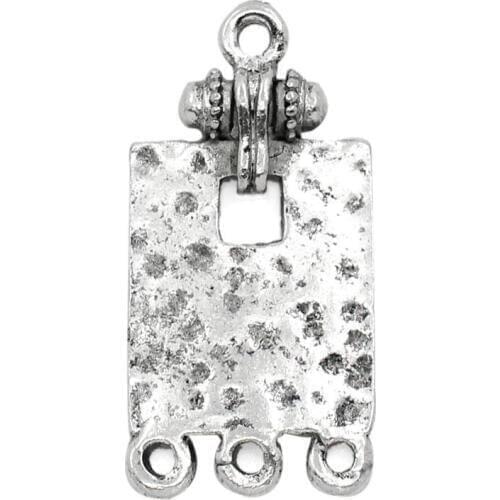 DoreenBeads Zinc metal alloy Connectors Findings Rectangle silver color Dot Pattern color 30mm(1 1/8")x 15mm ,3 PCs