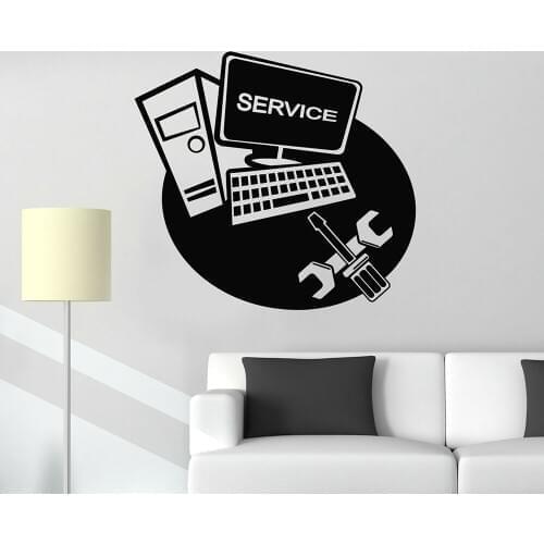 Computer Laptop Service Repair Stickers Sign Door Window Decals Business Shop Logo Wall Sticker Removable Modern Poster 4274
