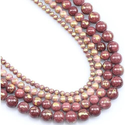 Dark Red Lapis Lazuli Jades Stone Beads Smooth Round Loose Spacer Beads For Jewelry Making 4/6/8/10mm 15"Inch Diy Bracelet