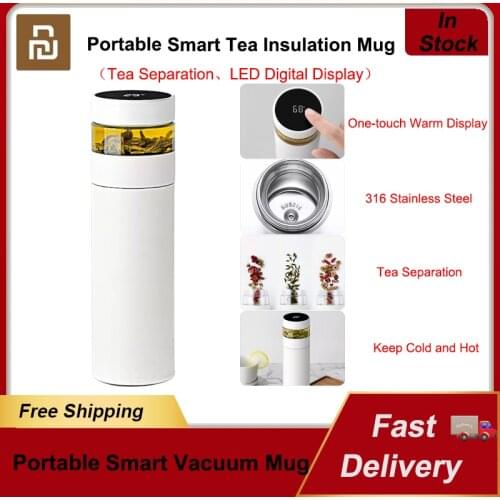 Youpin Smart Vacuum Thermal Cup Stainless Steel Thermos Mug LED Touch Display Travel Portable Flask Tea Water Separation Bottle