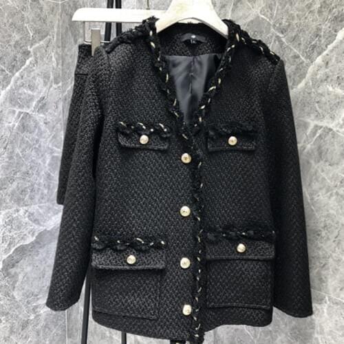 Tweed Jacket womens jacket coat ladies Woolen Coat weave