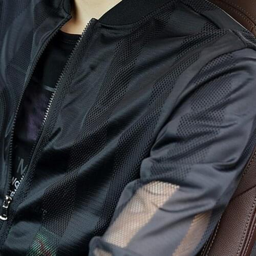 Outdoor Sun Protection Jacket Cool Working Coat Sunscreen Jacket Stand Collar Super Thin Hollow Men Sunscreen Coat Streetwear