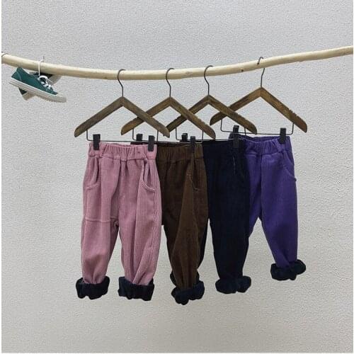 Autumn Toddler Boys Pants Kids Korean Style Casual Trousers Solid Plus Velvet Warm Child Baby Corduroy Pants for Boy 5 6 7 8 9 Y