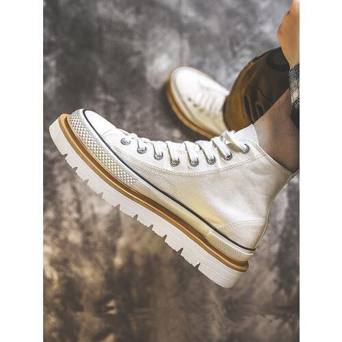 Vulcanized High-top Shoes Canvas Mens Casual Tide Wild Thick Bottom Increased Shoes