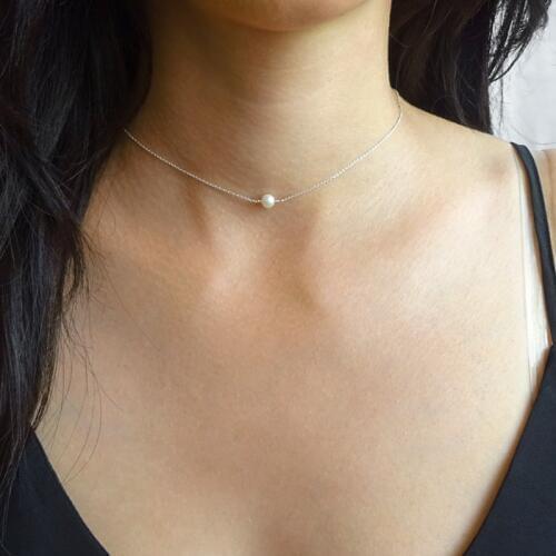 Pearl Necklace Women Aesthetic Small Pearl Short Clavicle Chain Necklace Womens Jewelry Dress Accessories Collares