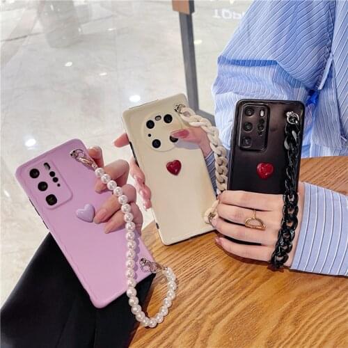ZUIDID Pearl Bracelet Phone Case For Huawei P30 P40 Pro Mate 30 40 Nova 5 7 Cute 3D Love Heart Girl Cover Soft Coque Fundas Gift