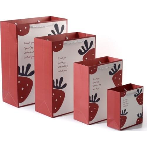 Custom printed personalized red matte film retail shopping tote bags with logo,Packaging shopping gift paper bag small --XP2285