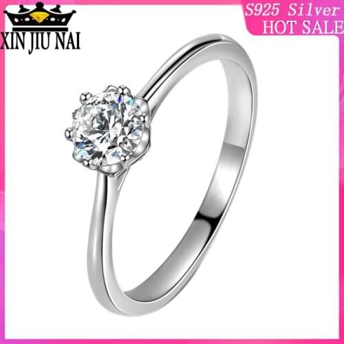 925 sterling silver star bright 1carat diamond new womens ring simple parquet stone 45 points playful girl fake diamond ring