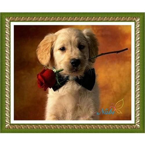 Square diamond mosaic painting diamond embroidery cross stitch Dog - 3d diy full rhinestones beadwork set 2869R