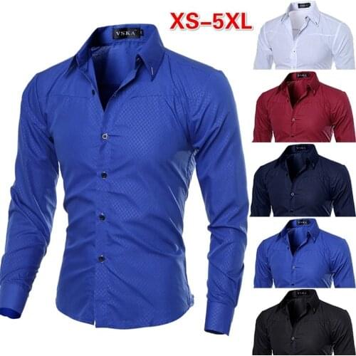 Mens Classic Business Long-sleeved Slim-fit Formal Shirt