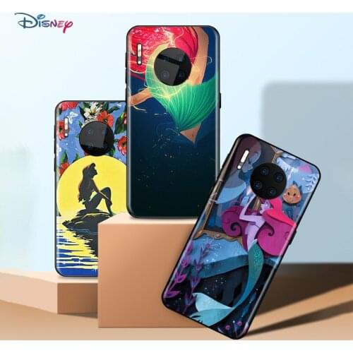 Disney Cartoon Animation The Little Mermaid For Huawei Mate 40 RS Porsche Design 30 20 X 10 Lite Pro Plus Soft Black Phone Case