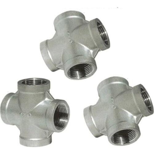 Stainless Steel 304 1/8" 1/4" 3/8" 1/2" 3/4" 1" 1-1/4" 1-1/2" Female BSP Thread Pipe Fitting 4 way Equal Cross Connector SS304